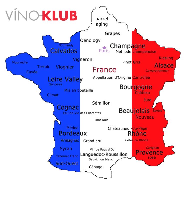 vinařská mapa Francie